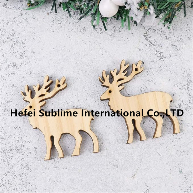 Wooden Christmas Ornaments Elk Reindeer Xmas Tree Pendants Holiday Decoration
