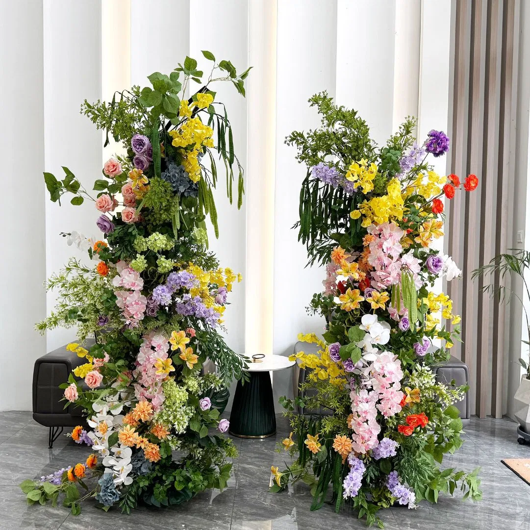 Artificial Bullhorn Flower Wall Arrangement Wedding Stage Backdrop with Shelf