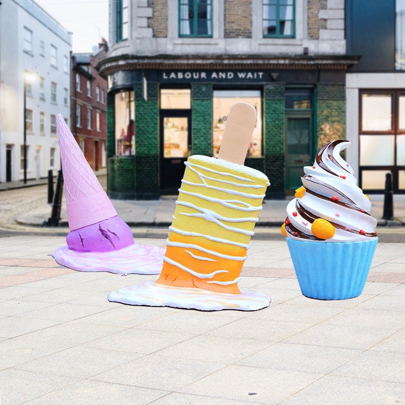 Giant Fiberglass Icecream Popsicle Sculpture Resin Ice Cream Cone Props for Rental Events Party Decoration