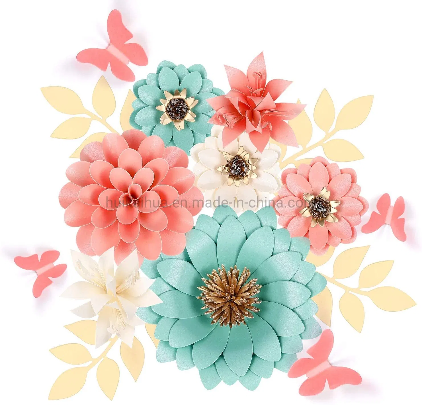 Hkh White Set Paper Flowers Decorations for Wall Wedding Backdrop Baby Shower Bridal Shower Party