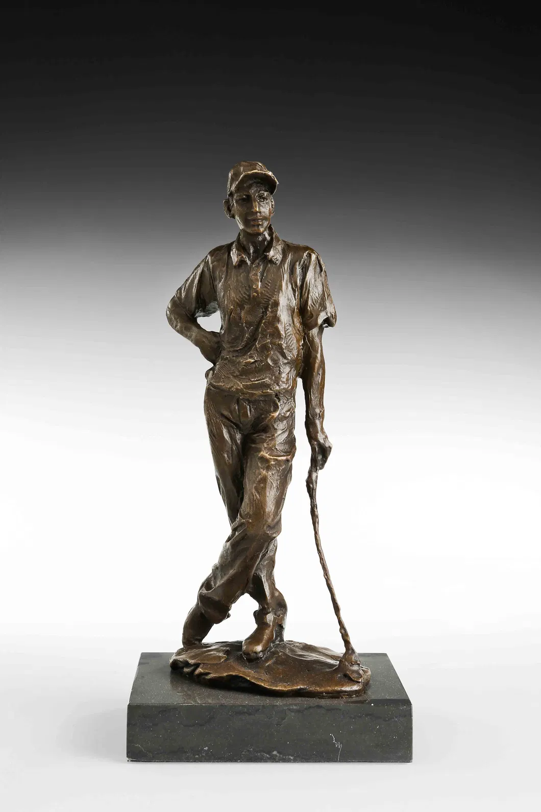 Realistic Bronze Golf Swing Sculpture