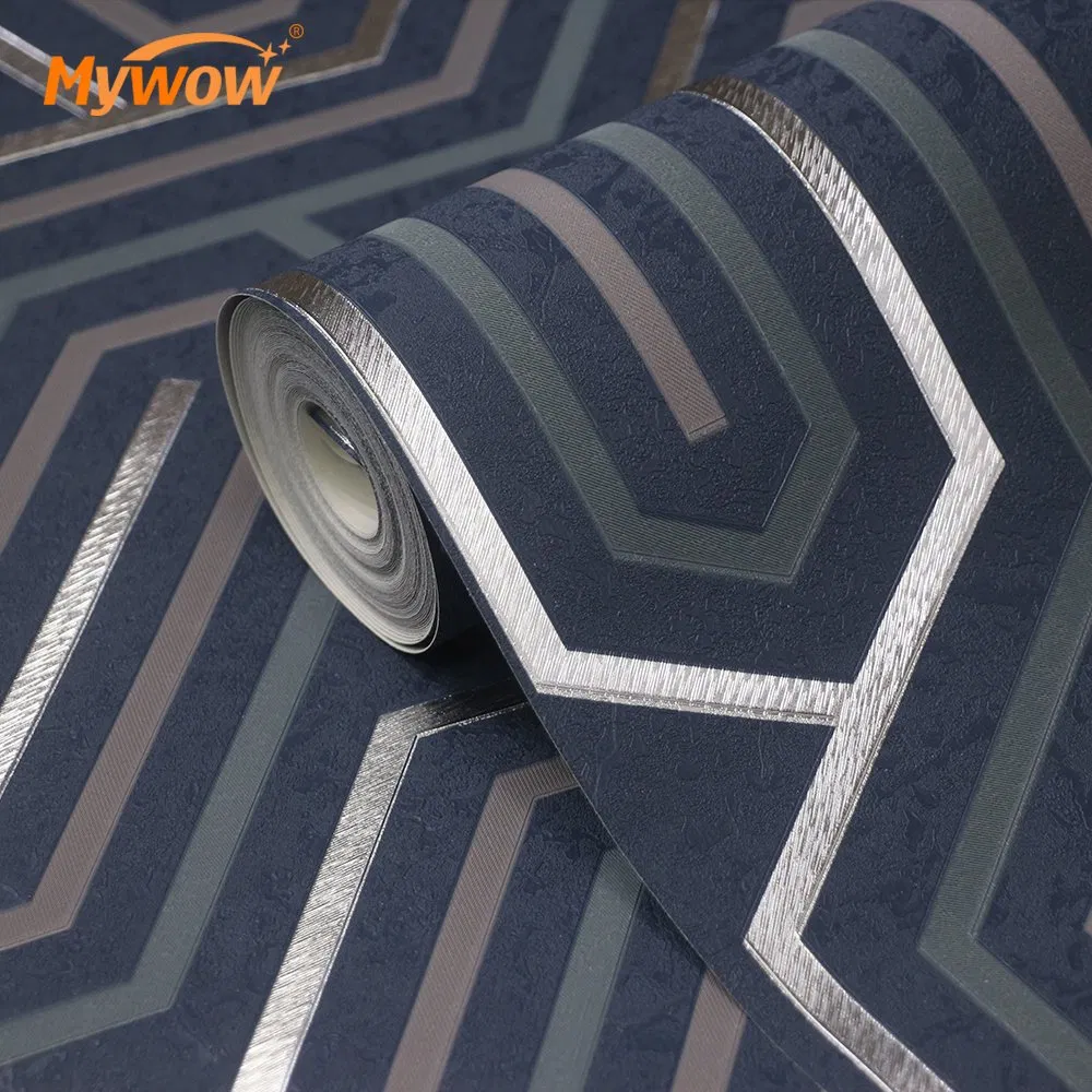 Wholesale Price Luxury Foil New Geometric Modern 3D Clip Graphic Wall Paper PVC Wallpaper
