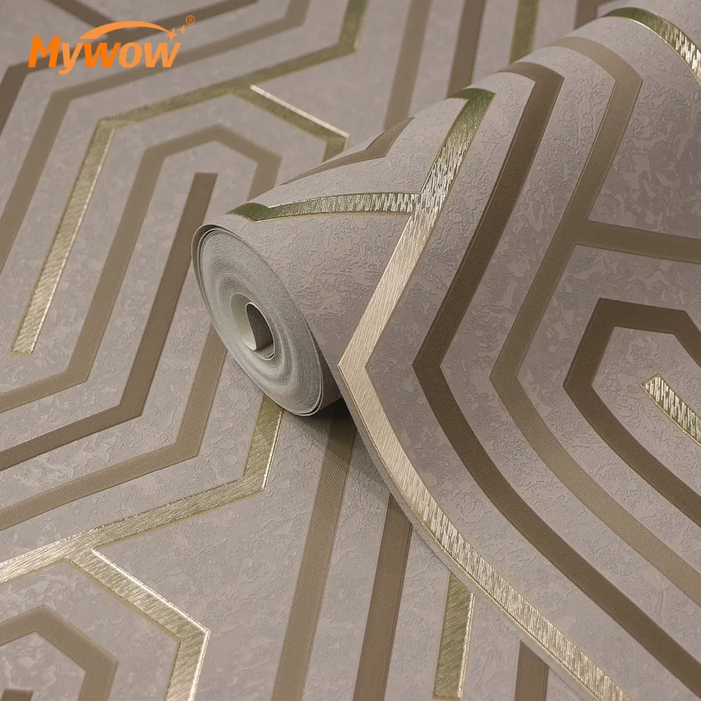 Wholesale Price Luxury Foil New Geometric Modern 3D Clip Graphic Wall Paper PVC Wallpaper