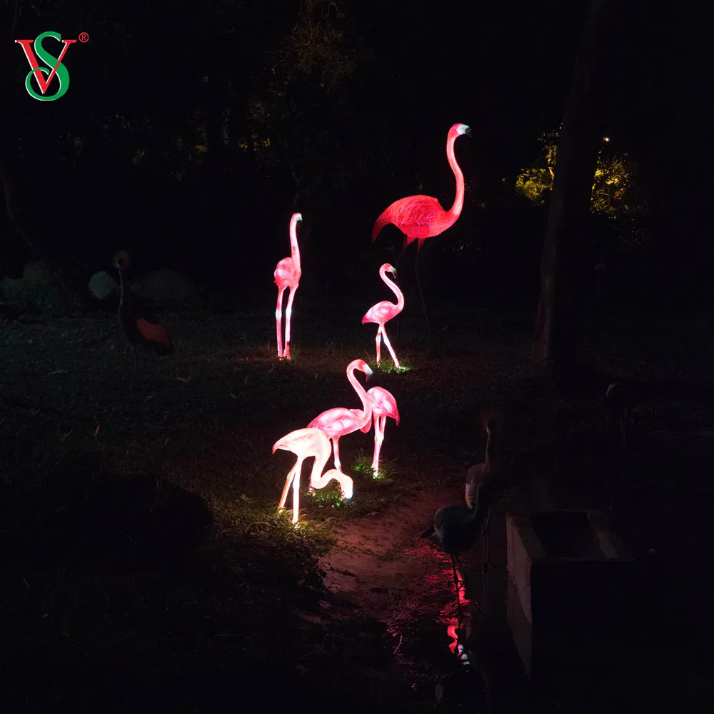 LED 3D Fiberglass Resin Flamingo Sculpture with Light for Wedding Event Party Decoration