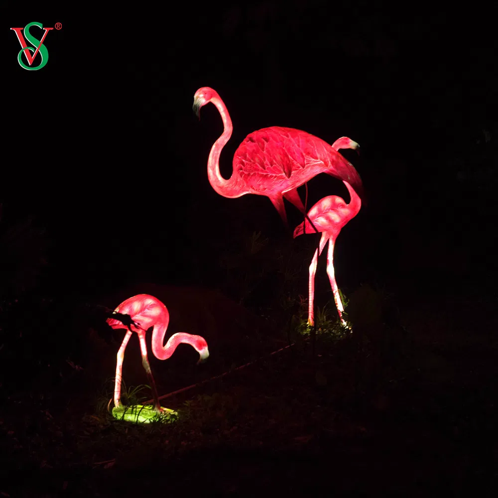 LED 3D Fiberglass Resin Flamingo Sculpture with Light for Wedding Event Party Decoration