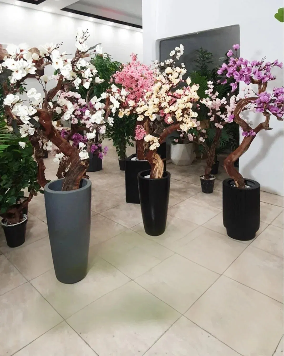 Tik Tok Youtube Instagram Latest Custom Bonsai Potted Plant Pink White Artificial Cherry Blossom Tree for Home Indoor Decor