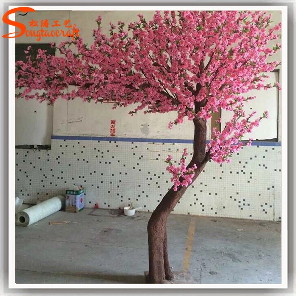 Home Decorative Fiberglass Plastic Artificial Cherry Blossom Tree