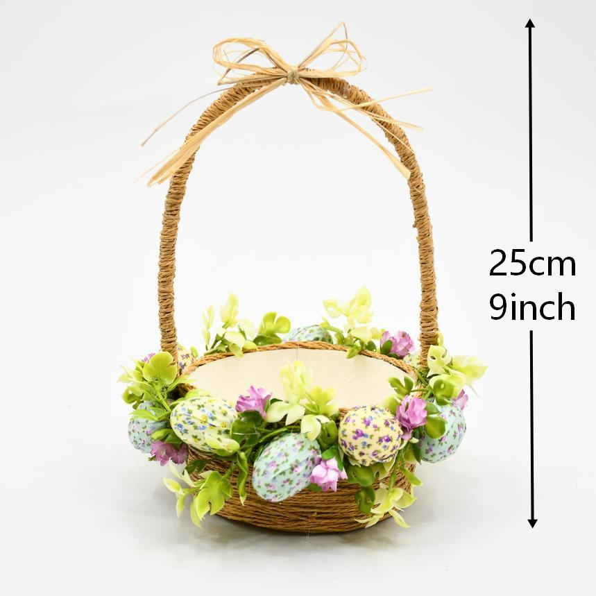 Large Decorative Egg Flower Basket Wooden Artificial Flower Basket Wholesale for Custom Gift Festival Outdoor Party Decor
