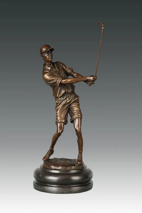 Realistic Bronze Golf Swing Sculpture