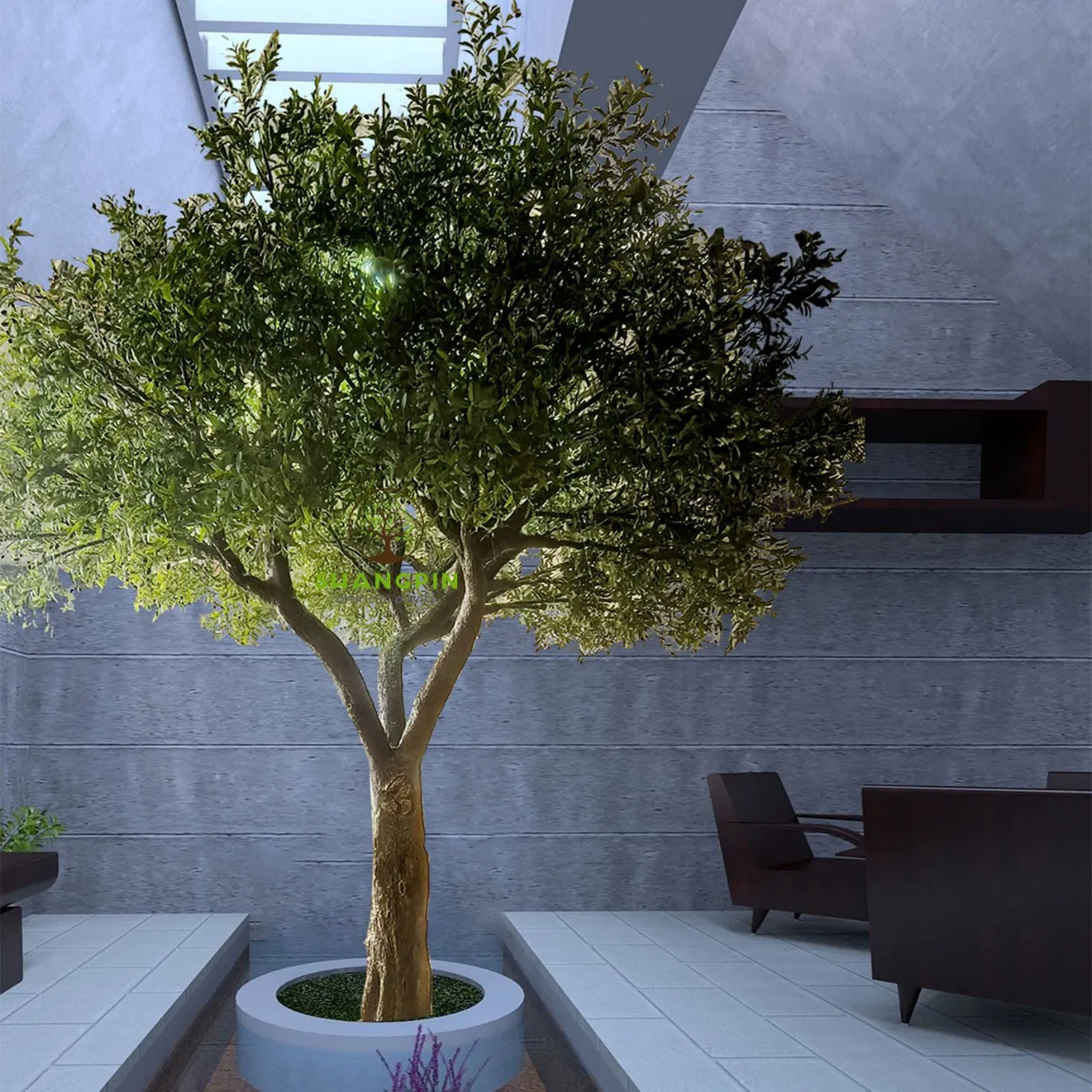 Giant Lifelike Artificial Olive Tree - UV-Resistant, Weatherproof &amp; Low Maintenance for Indoor/Outdoor Decor