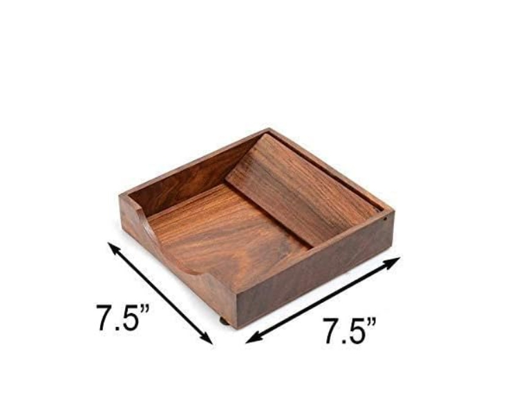 Handicrafts Goods Wood Flat Paper Napkin Holder Display