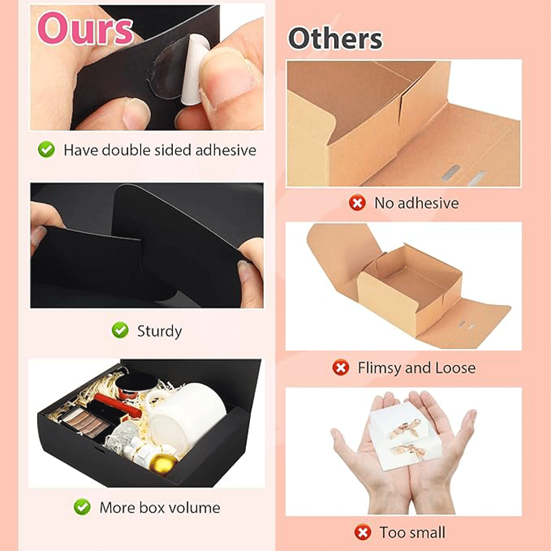 Custom Rose Gold Eco-Friendly Book Shaped Paper Gift Box with Ribbon