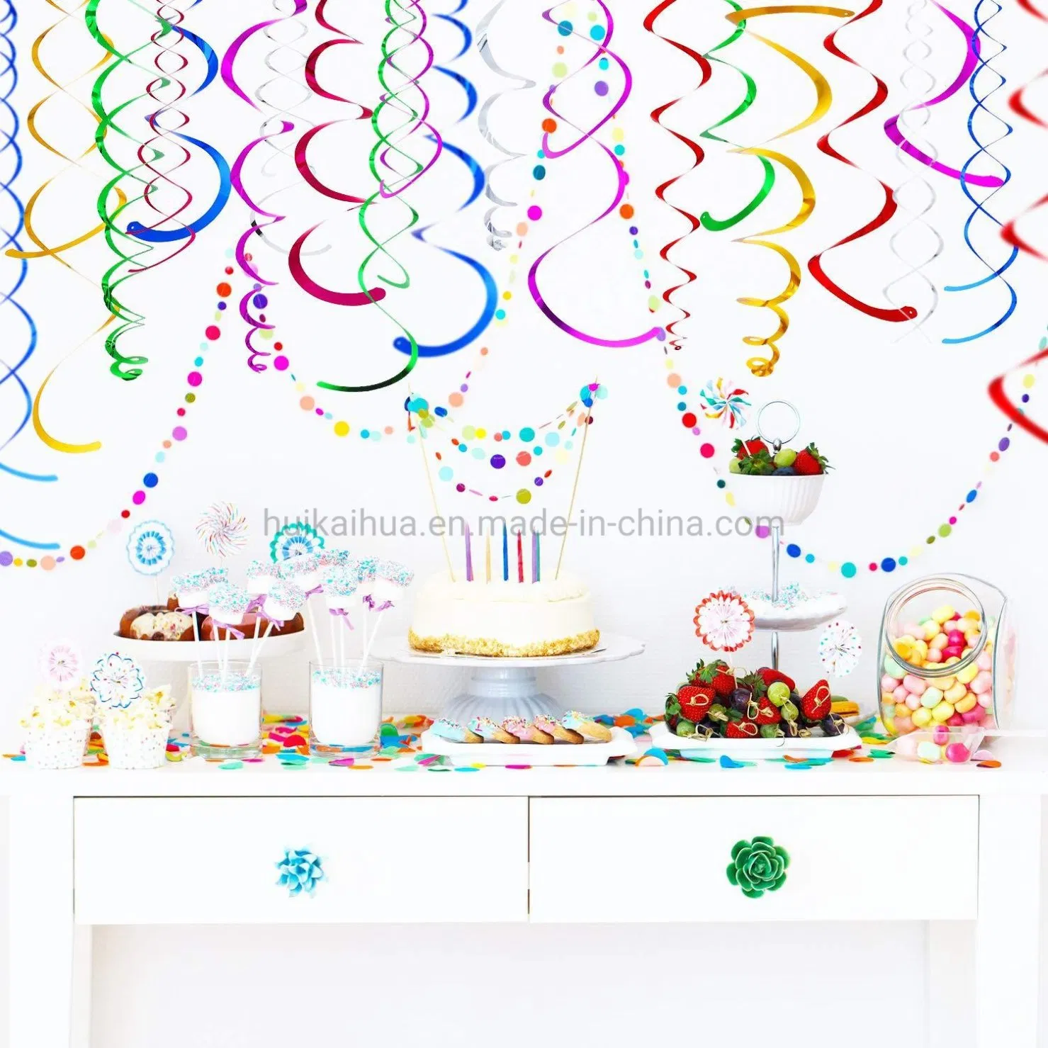 Party Christmas Wedding Graduation Baby Shower Ceiling Hanging Foil Swirl Decorations