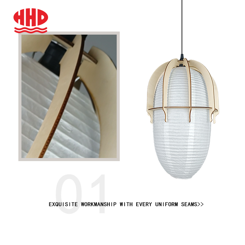 Dimmable LED Pendant Light 30cm 40cm Rice Paper Ceiling Paper Lamp with Wood Structure