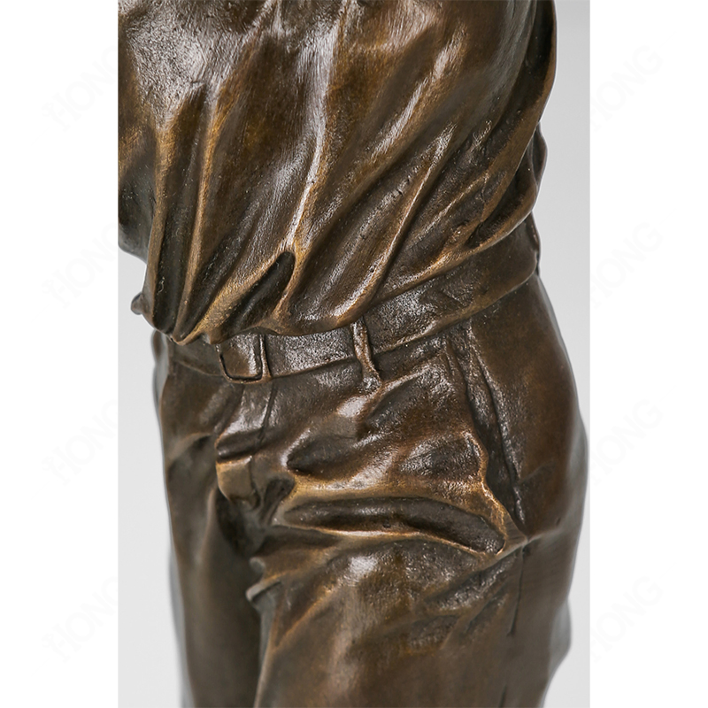 Realistic Bronze Golf Swing Sculpture with Marble Base