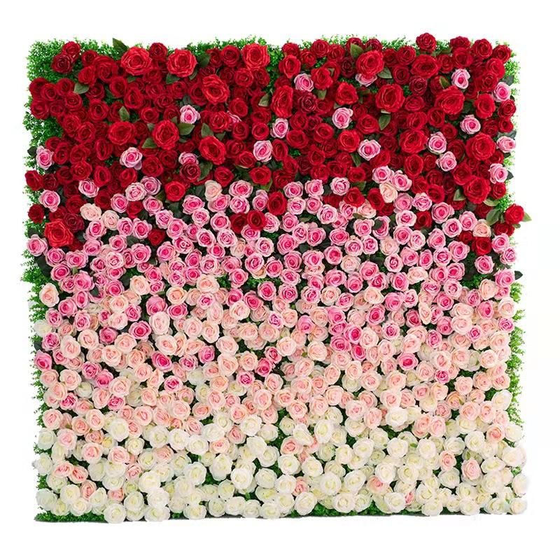 Wedding Decoration Stage Backdrop Decoration Silk Floral Wall Classic White 3D Artificial Flower Wall