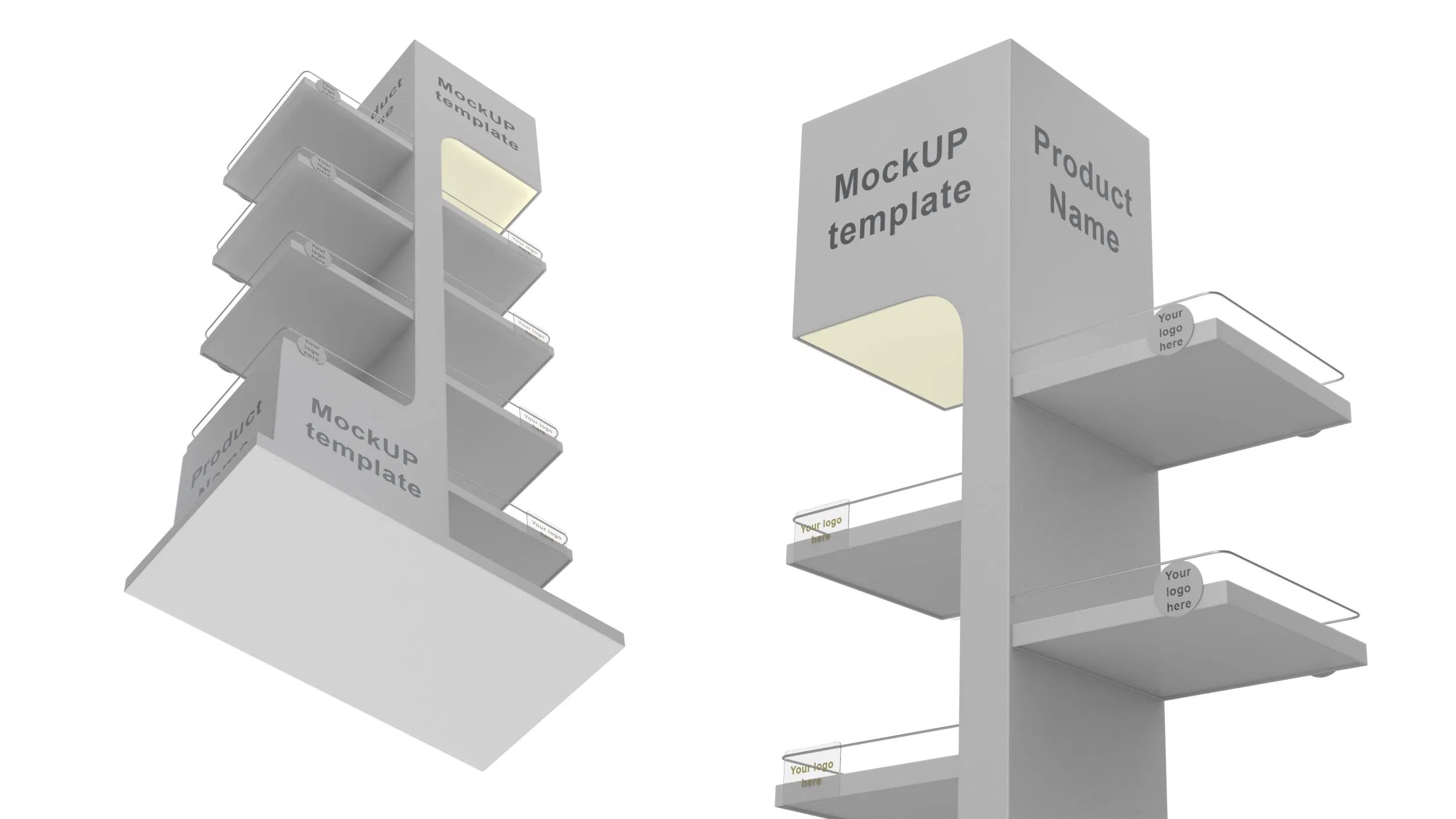 Sleek White Multi - Layer Display Stand for Visual Merchandising