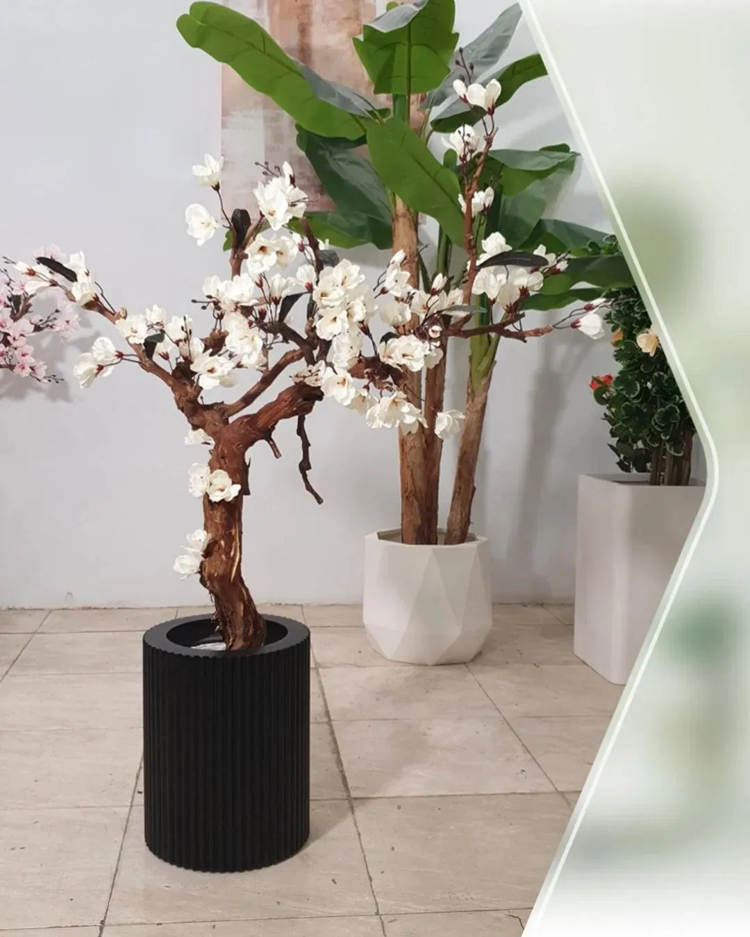 Tik Tok Youtube Instagram Latest Custom Bonsai Potted Plant Pink White Artificial Cherry Blossom Tree for Home Indoor Decor