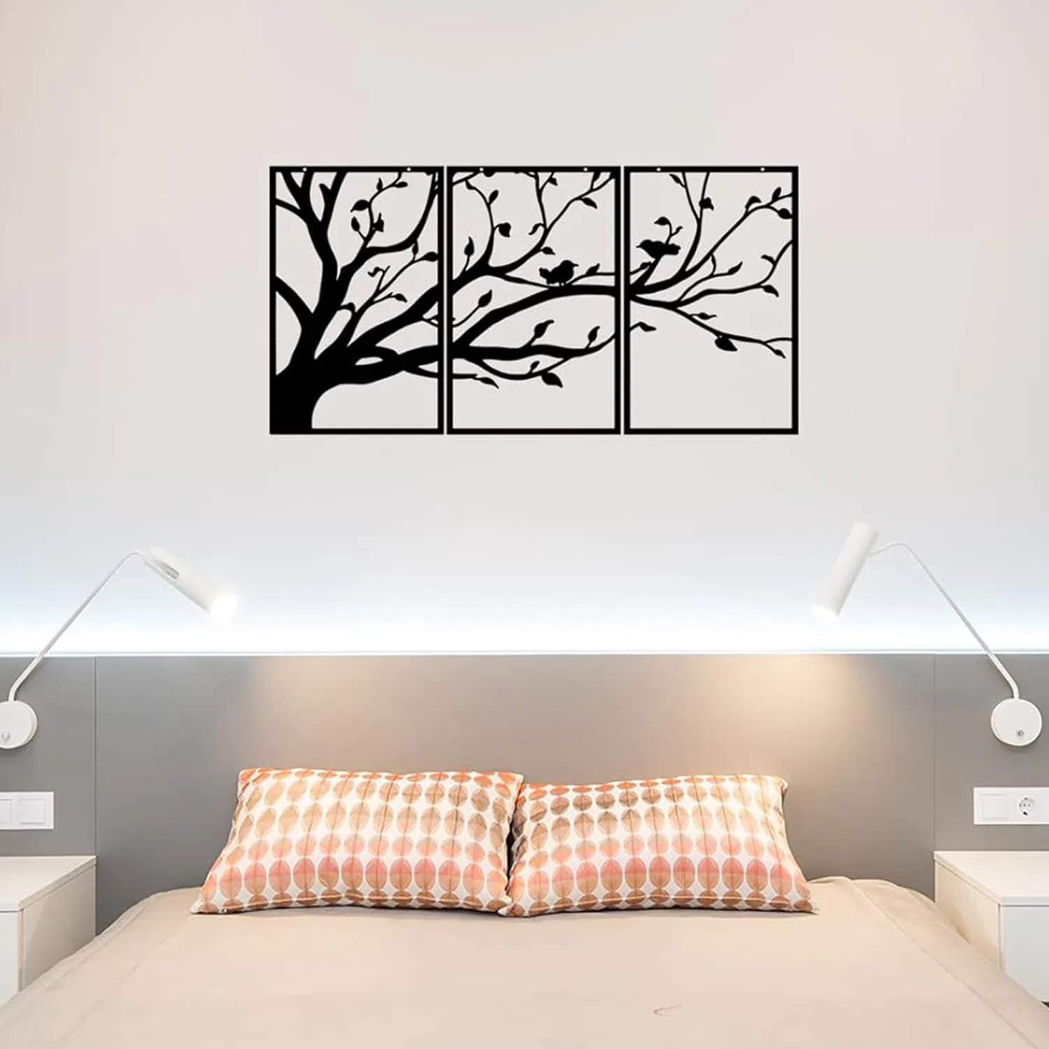 Gift Present Decorations 3 Panels Metal Tree of Life Wall Art Decor