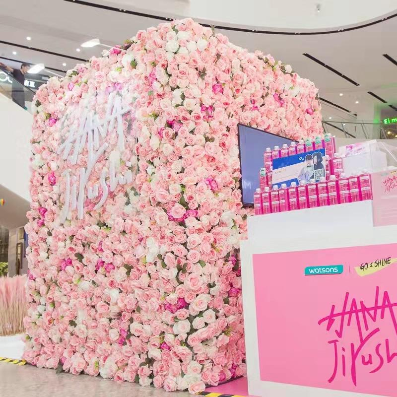 Wedding Decoration Stage Backdrop Decoration Silk Floral Wall Classic White 3D Artificial Flower Wall