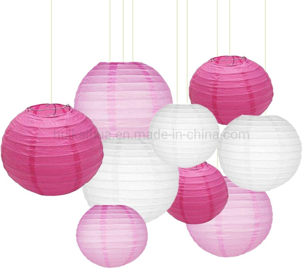 Collapsible Pink Color Design Wedding Christmas Valentine Party Decorations Mix Size Indoor Hanging Paper Lantern