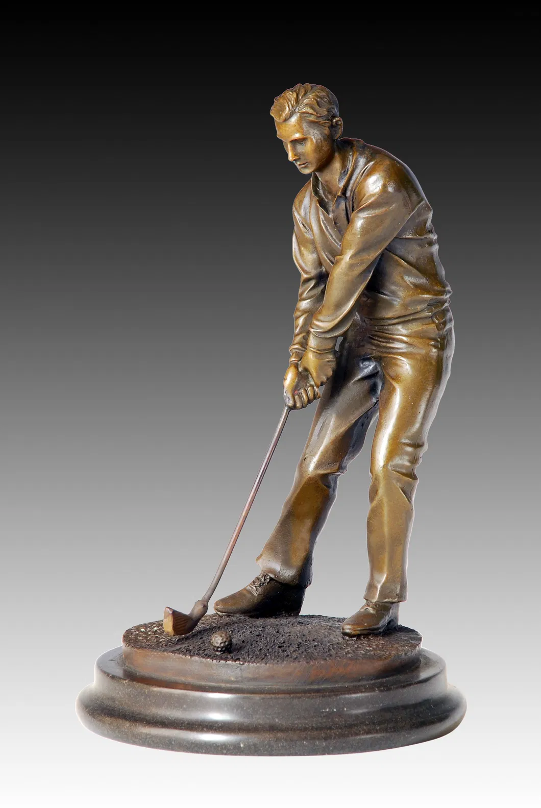 Realistic Bronze Golf Swing Sculpture