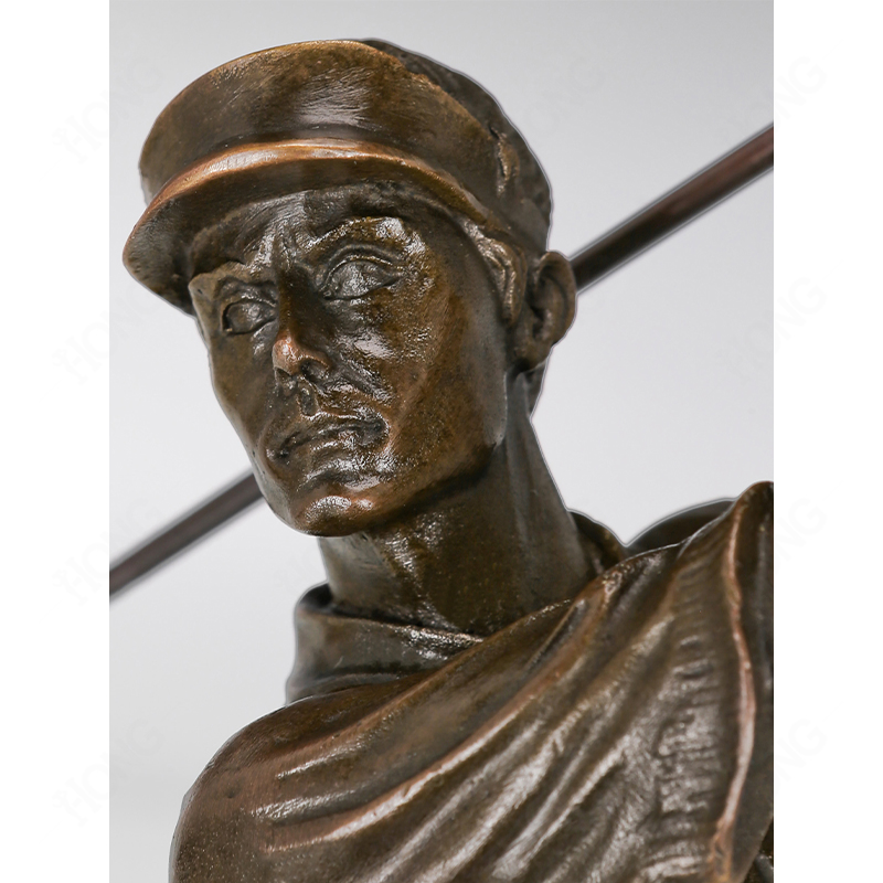 Realistic Bronze Golf Swing Sculpture with Marble Base