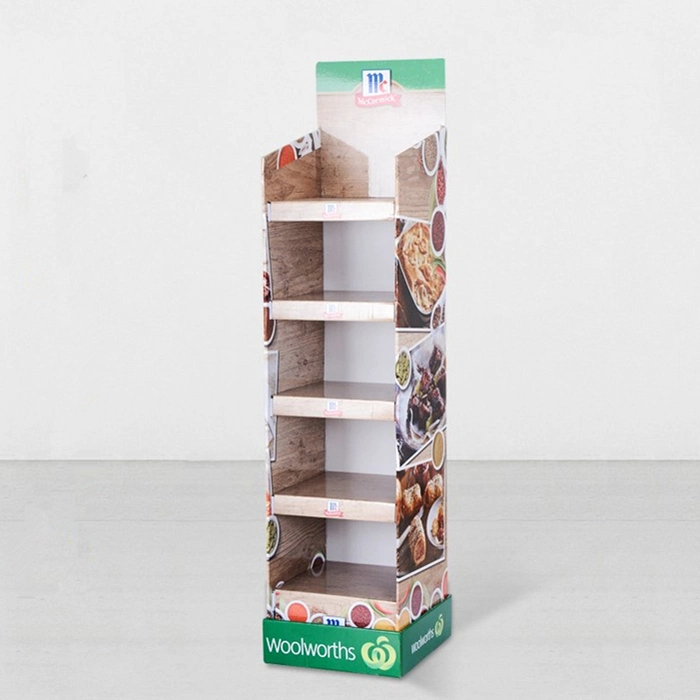 Merchandising Stackable Retailed 4 Tier Floor Paper Cardboard Display for Bread