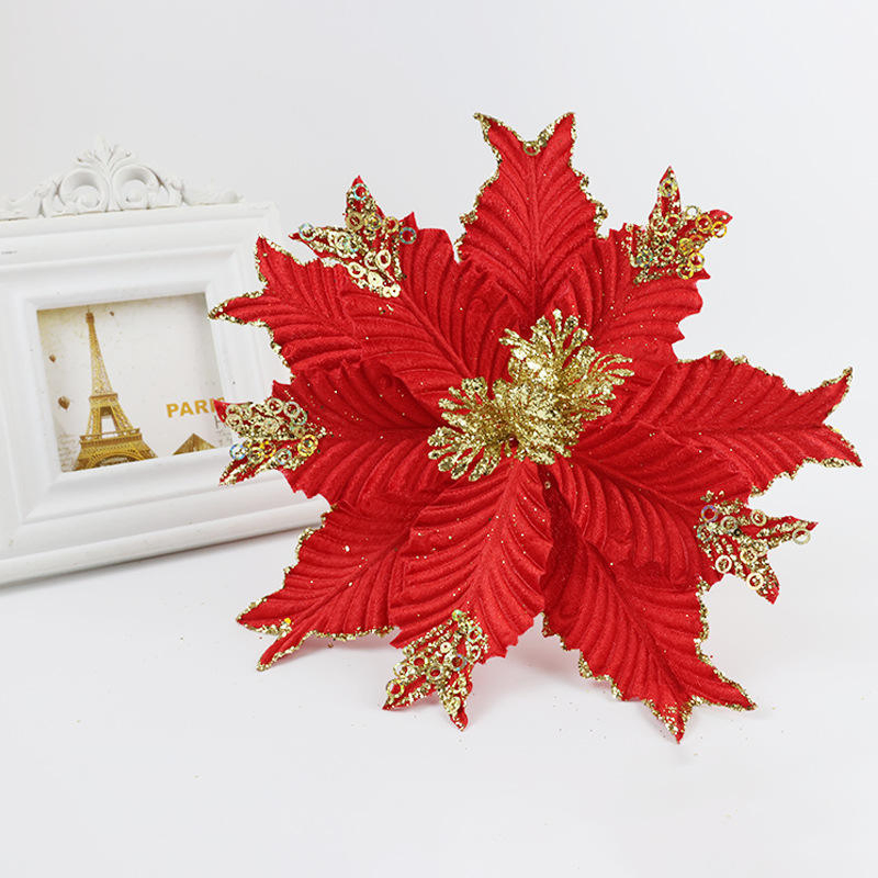 Small Christmas Flower Flower Backdrops for Christmas Events Christmas Holiday Wreath Glitter Picks