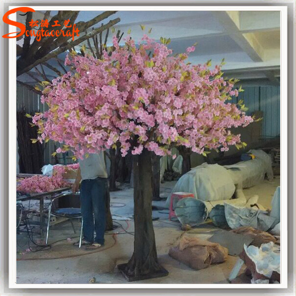 Customized Fiberglass Decorative Artificial Cherry Blossom Tree
