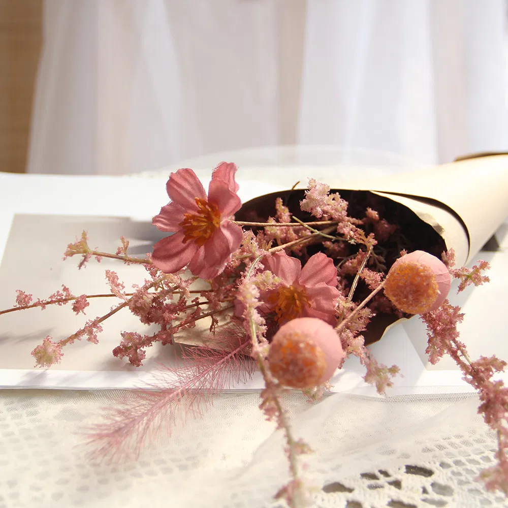 Handmade Artificial Flowers Bouquet with Kraft Paper Home Wedding Party Decoration