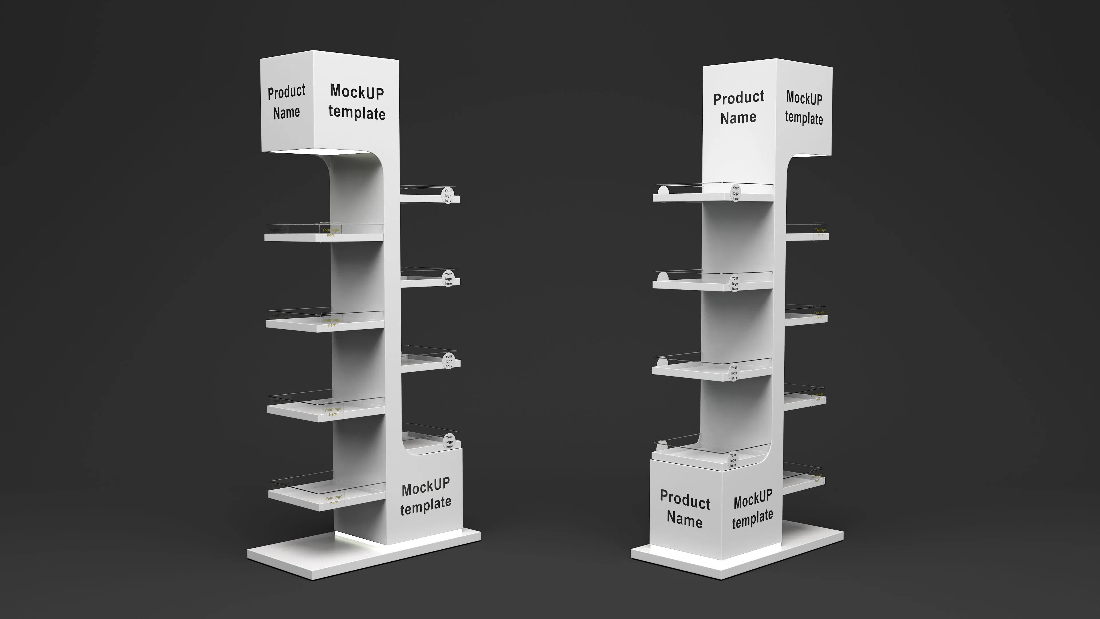Sleek White Multi - Layer Display Stand for Visual Merchandising