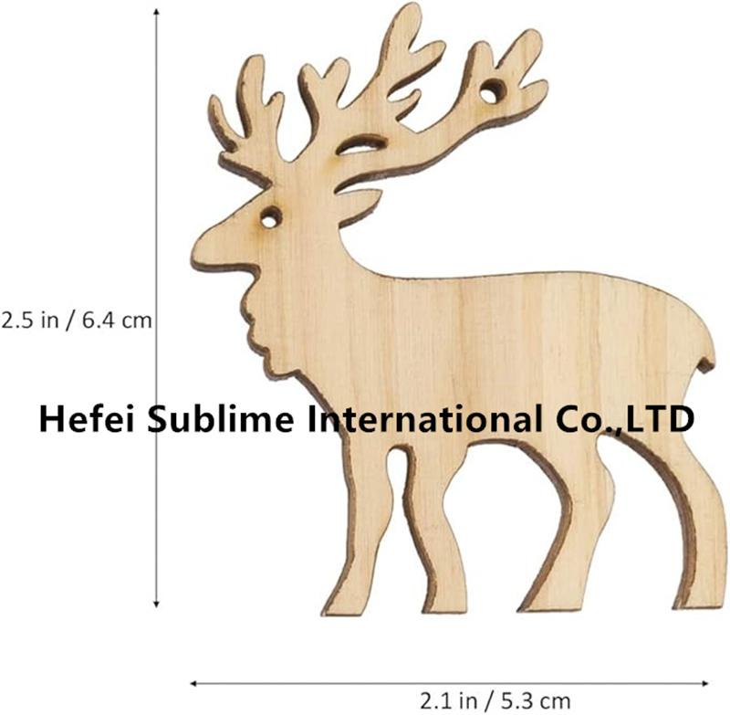 Wooden Christmas Ornaments Elk Reindeer Xmas Tree Pendants Holiday Decoration