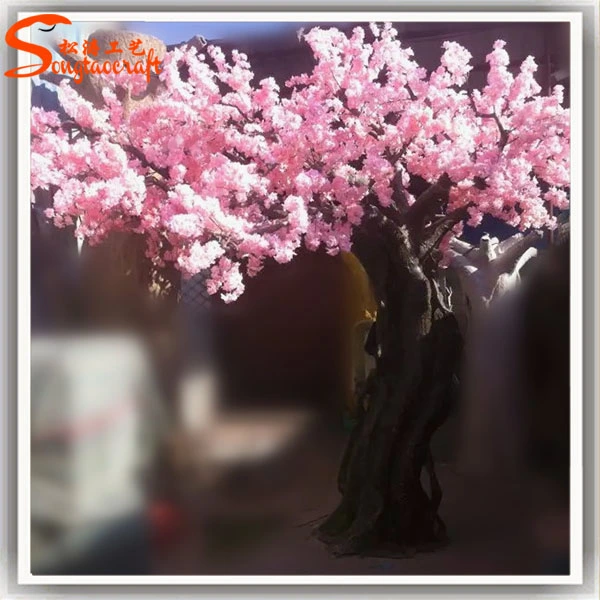 Home Decorative Fiberglass Plastic Artificial Cherry Blossom Tree