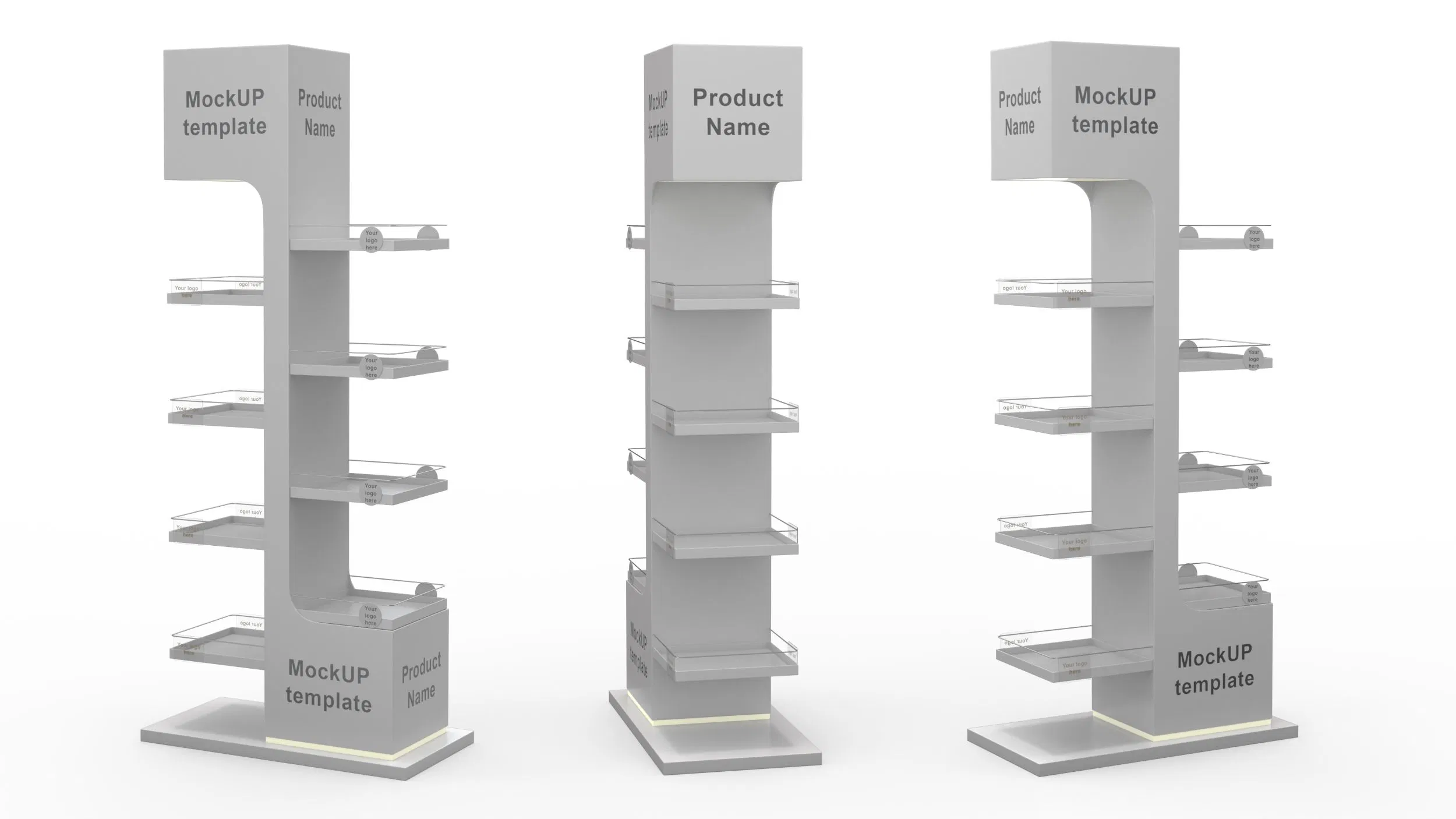 Sleek White Multi - Layer Display Stand for Visual Merchandising