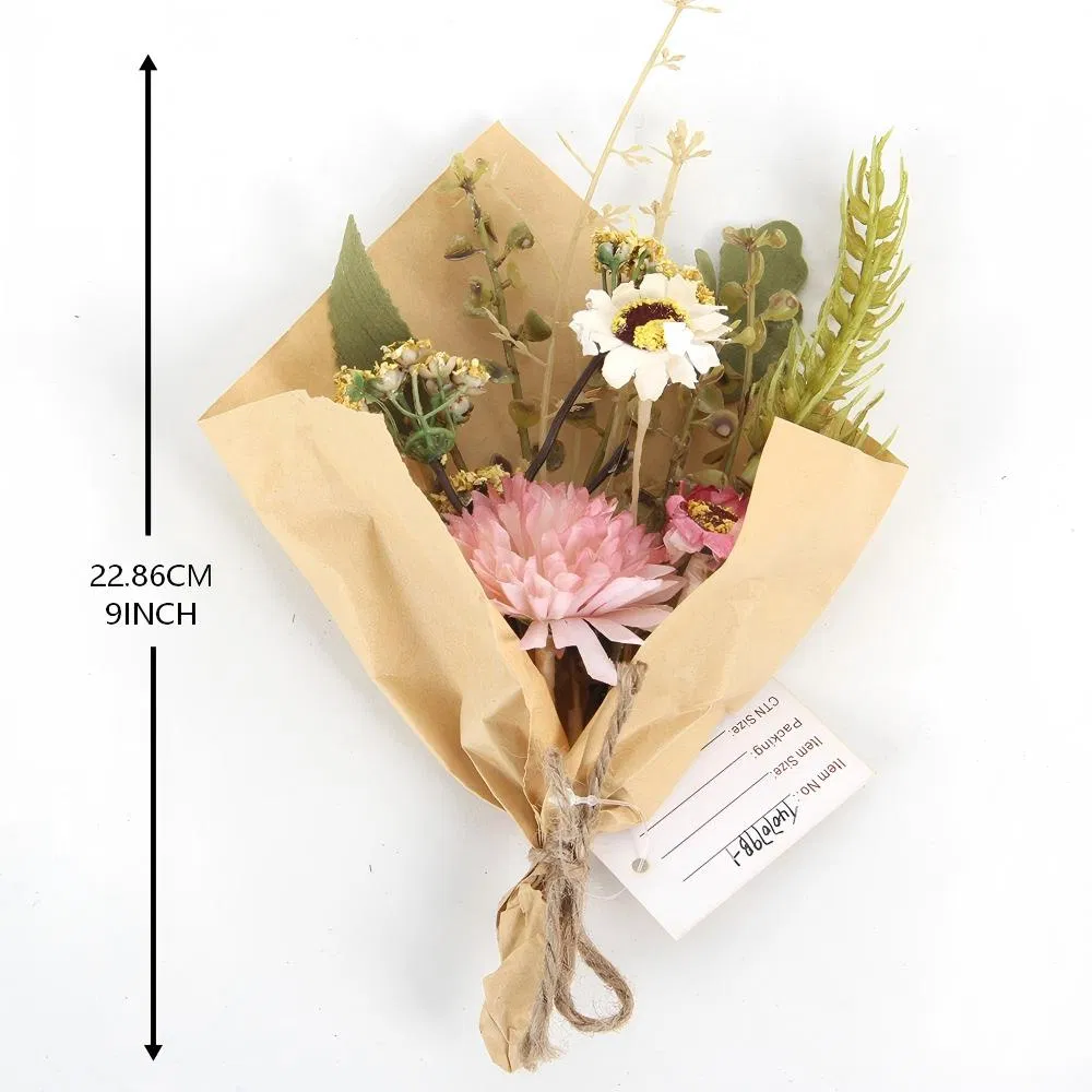 Spring Decorative Artificial Floral Spray Wrapped with Kraft Paper Home Festival Decor