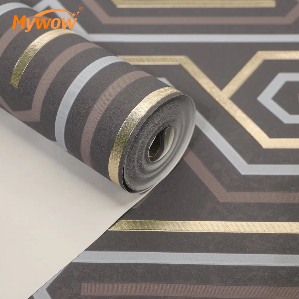 Wholesale Price Luxury Foil New Geometric Modern 3D Clip Graphic Wall Paper PVC Wallpaper