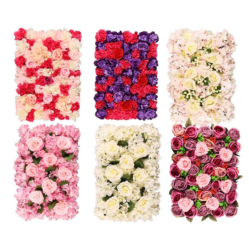 Flower Wall Panels Decoration Artificial Silk Rose Hydrangeas Flower Wall Backdrop for Wedding Party