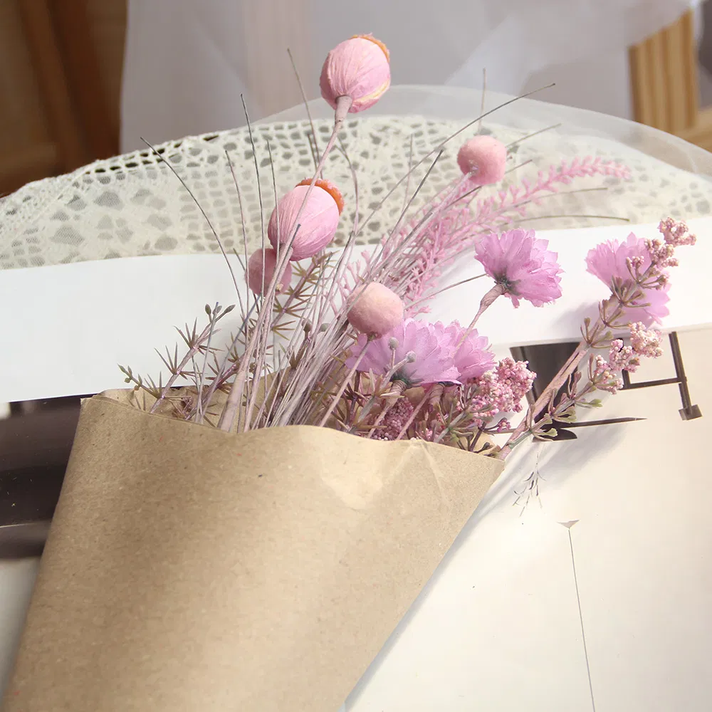 Wholesale Realistic Kraft Paper Flowers Bouquet for Home Wedding Festival Party Everyday Decor