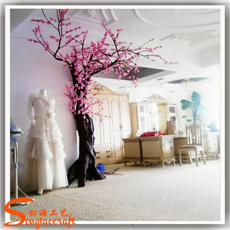 Home Decorative Fiberglass Plastic Artificial Cherry Blossom Tree