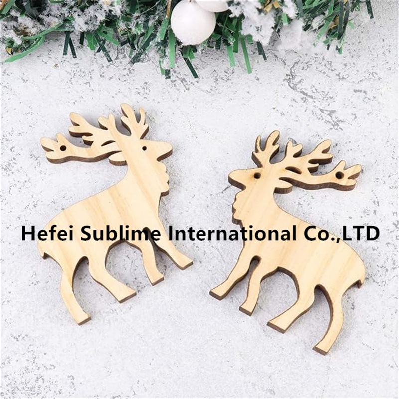 Wooden Christmas Ornaments Elk Reindeer Xmas Tree Pendants Holiday Decoration