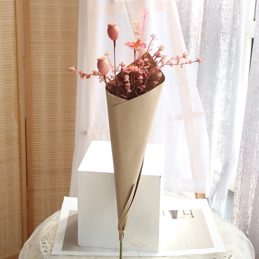 Handmade Artificial Flowers Bouquet with Kraft Paper Home Wedding Party Decoration