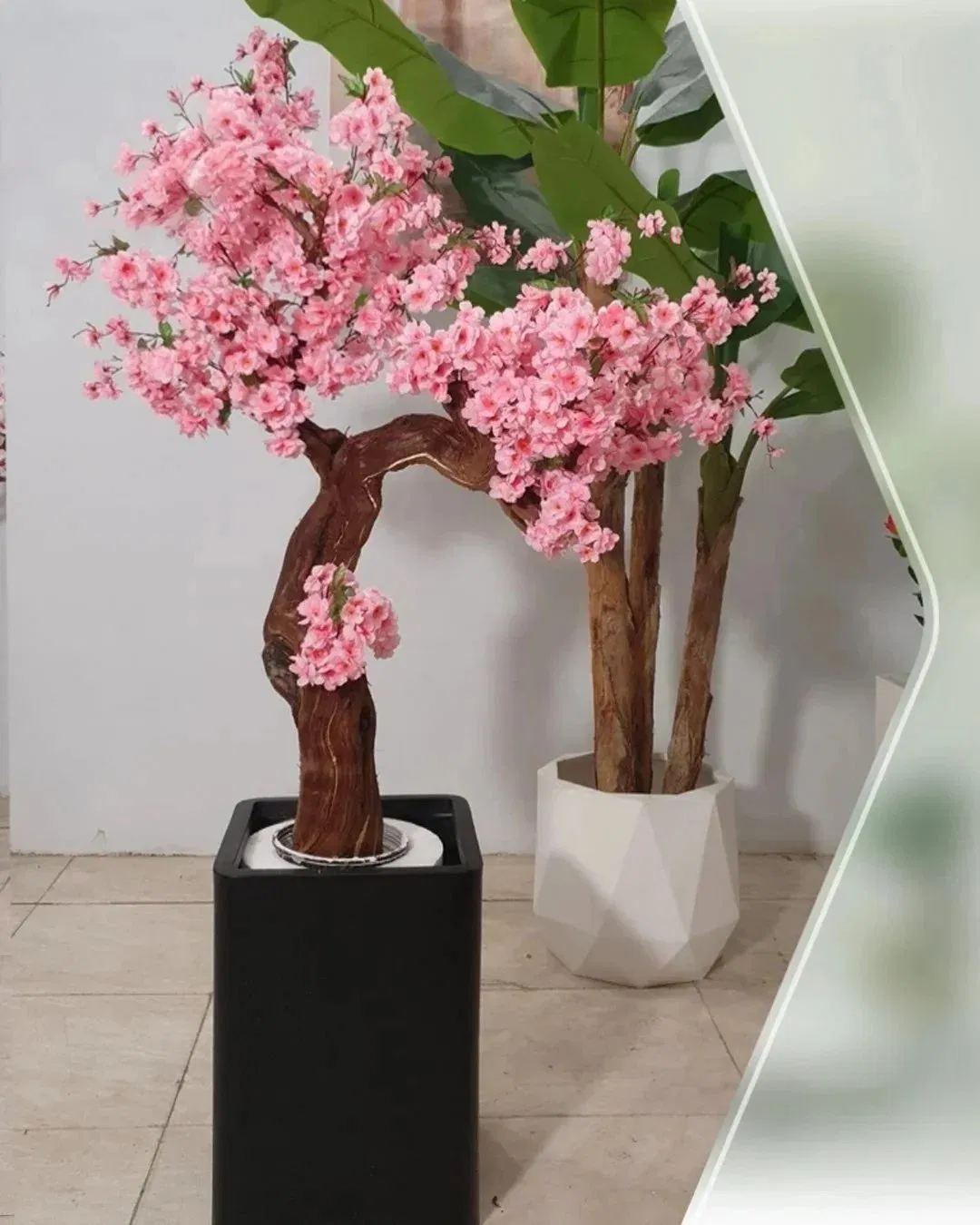 Tik Tok Youtube Instagram Latest Custom Bonsai Potted Plant Pink White Artificial Cherry Blossom Tree for Home Indoor Decor