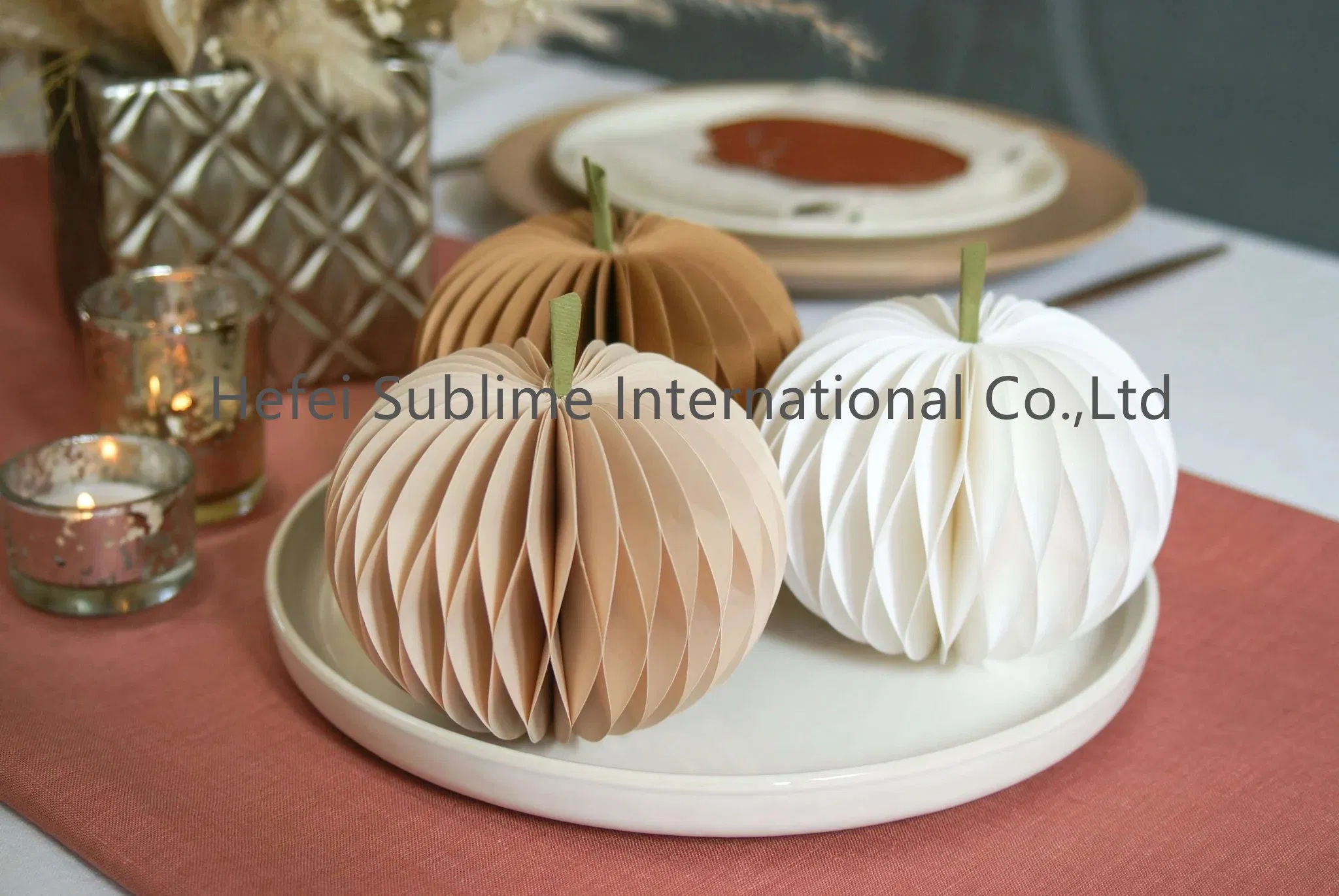 Thanksgiving Day Halloween Christmas Autumn Paper Honeycomb Pumpkin for Hanging Decoration