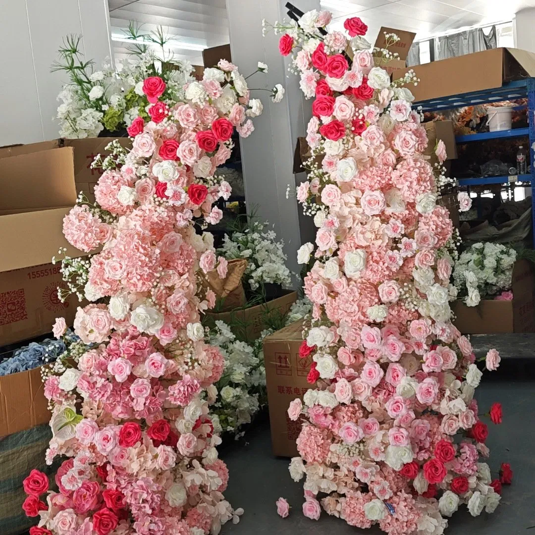 Artificial Bullhorn Flower Wall Arrangement Wedding Stage Backdrop with Shelf