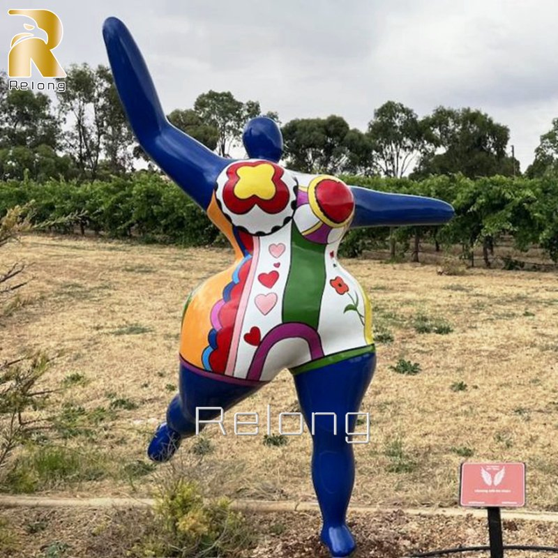 Life Size Fiberglass Dancing Fat Woman Resin Sculpture for Outdoor Events Decor