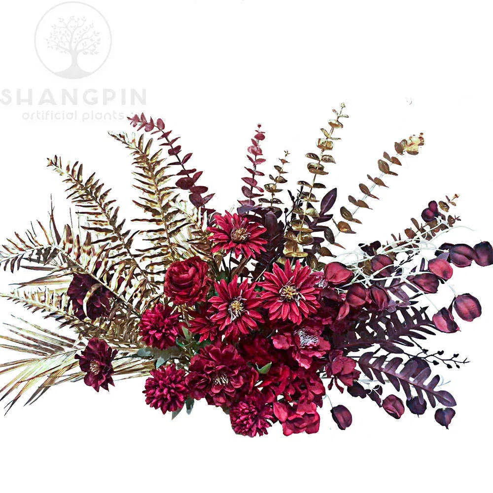 Free Sample Valentine's Day Gifts 2023 Artificial Flower Roses Panels Plant Garden Wreaths Wedding Backdrop Fake Cherry Blossom Flowers