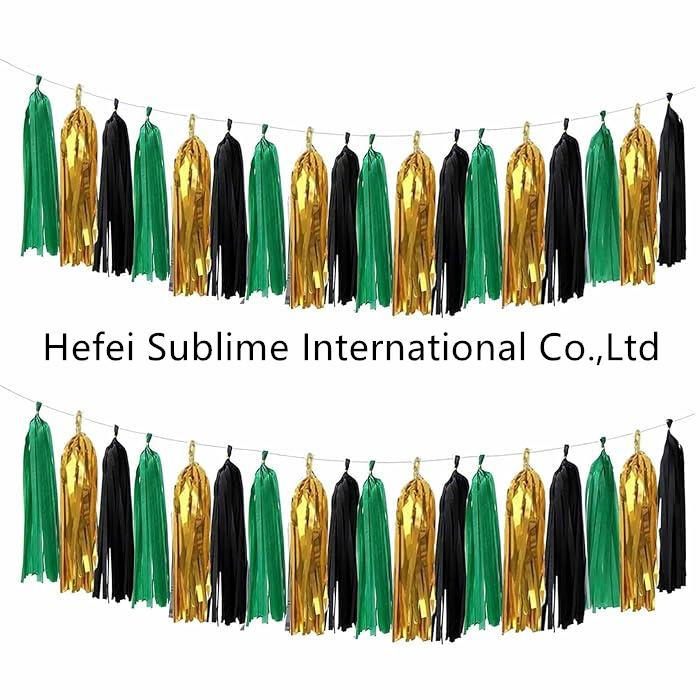 Shiny Gold Ivory Tassel Garland Sparkly Paper Tassel Decorations