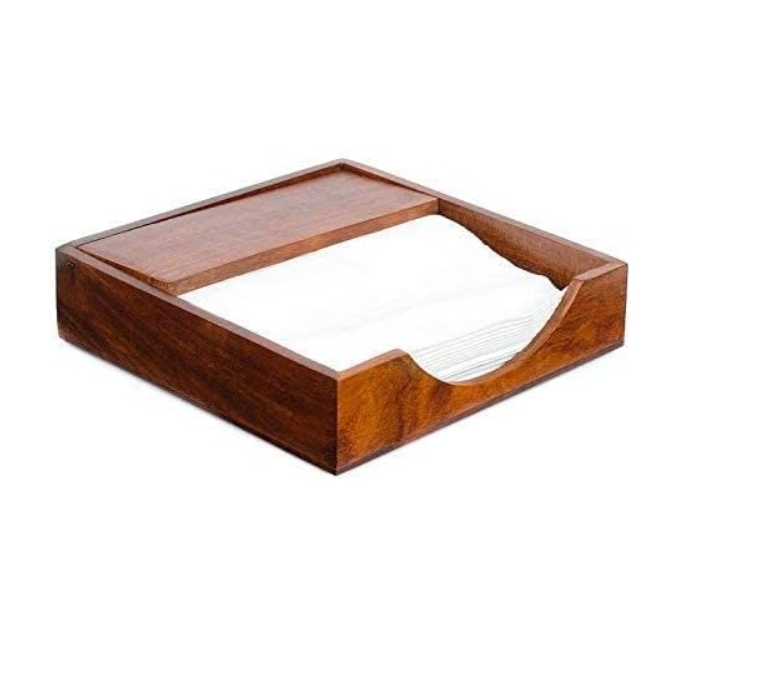 Handicrafts Goods Wood Flat Paper Napkin Holder Display