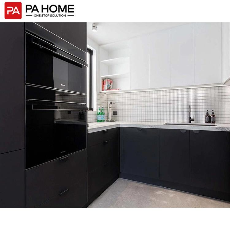 Cheap Price Japanese Style Modular Black Kitchen with Kitchen Island